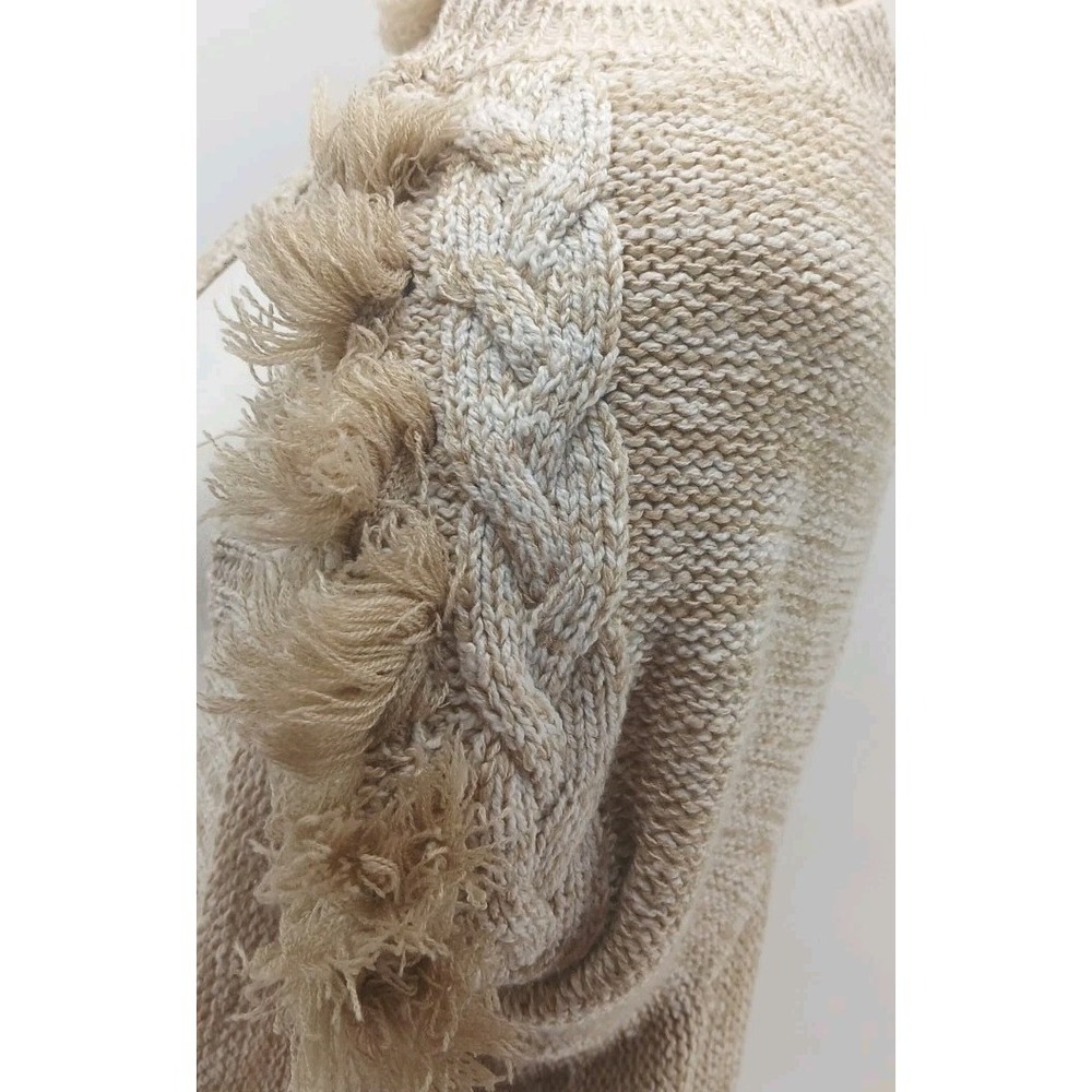 Anthropologie Cardigan Women Brown Braided Sleeve Preppy Boho Sweater Sz OZ - Picture 3 of 8